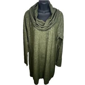 NWOT CAbi Dress Long Sleeve Cowl Neck Olive Green Womens Size Medium